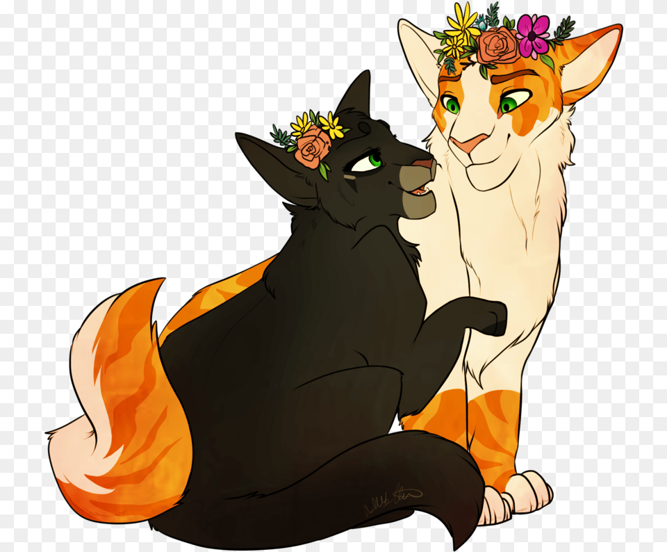 Hollyleaf And Fallen Leaves By Purespiritflower Warrior Cats Hollyleaf X Fallen Leaves, Animal, Cat, Pet, Mammal Free Png Download