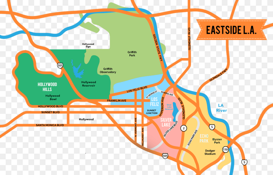Hollywood Hills East East Side La Map, Chart, Plot, Neighborhood, Atlas Free Png Download