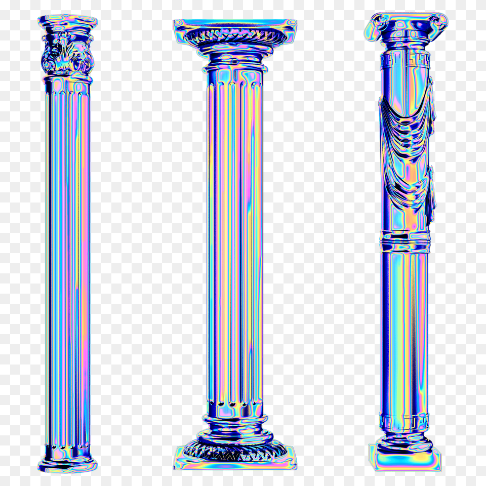 Holo Column Greek Roman Holo Holographic Vaporwave Aest, Architecture, Pillar, Smoke Pipe Png Image