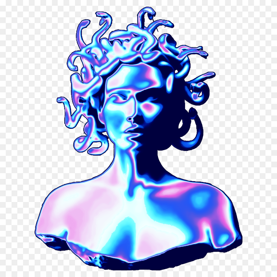 Holo Holodescence Medusa Sculpture Roman Greek Holograp, Light, Adult, Female, Person Png Image