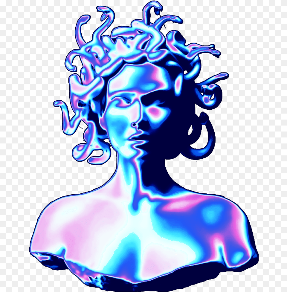 Holo Holodescence Medusa Sculpture Roman Greek Medusa Vaporwave, Light, Adult, Female, Person Free Png Download