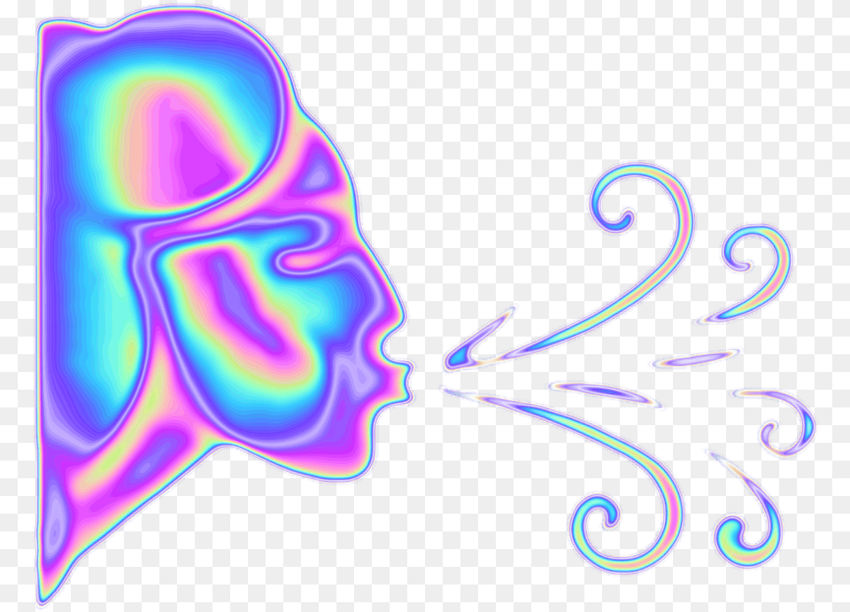 Holo Holographic Blowing Emoji Smoke Picsart Art For Text Download, Graphics, Light, Purple, Neon Png Image