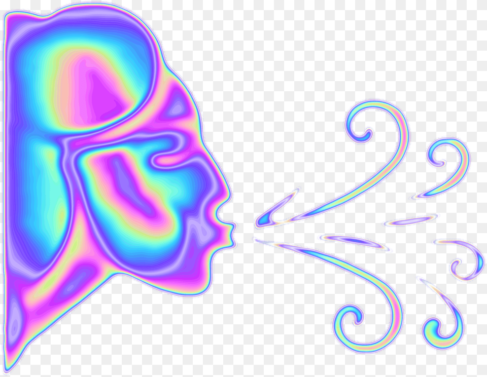 Holo Holographic Blowing Emoji Smoke Wind Freetoedit Illustration, Art, Graphics, Light, Purple Free Png