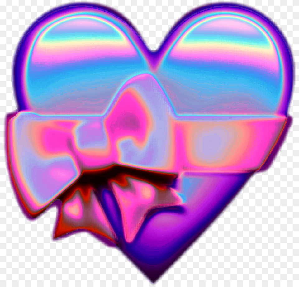 Holo Holographic Heart Bow Hearts Emoji Iridescent Holo Heart, Light, Purple, Neon, Accessories Free Transparent Png