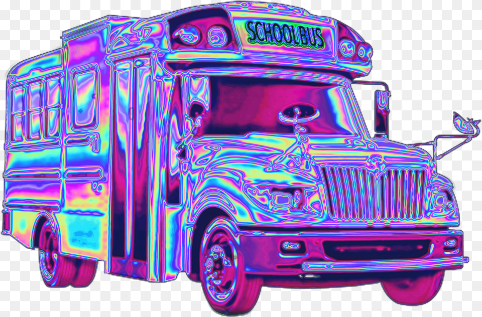 Holo Holographic Tumblr Vaporwave Aesthetic Bus Holographic Bus, Car, Transportation, Vehicle, Machine Png Image