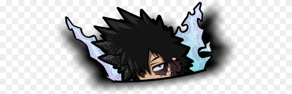 Holographic Dabi Peeker Sticker Dabi Holographic Anime Peeker Stickers, Person, Book, Comics, Face Free Transparent Png