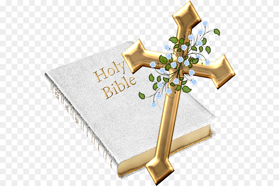 Holy Bible Download Gold Cross And Bible, Book, Publication, Symbol Png Image