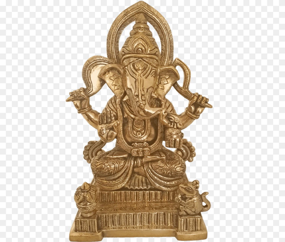 Holy God Shri Ganesha Sitting With Mouse And Kalasam Statue, Bronze, Adult, Bride, Female Png