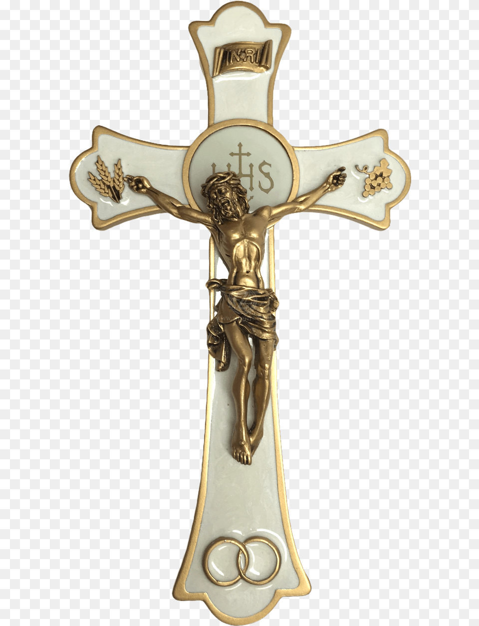 Holy Mass Wedding Crucifix Gold U0026 Cream Papal Marriage Blessing 8 Crucifix, Cross, Symbol, Head, Person Png Image