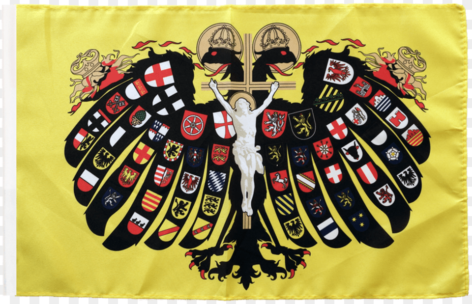 Holy Roman Empire Double Headed Eagle Flag Holy Roman Empire States Flags, Person, Emblem, Symbol, Clothing Free Png
