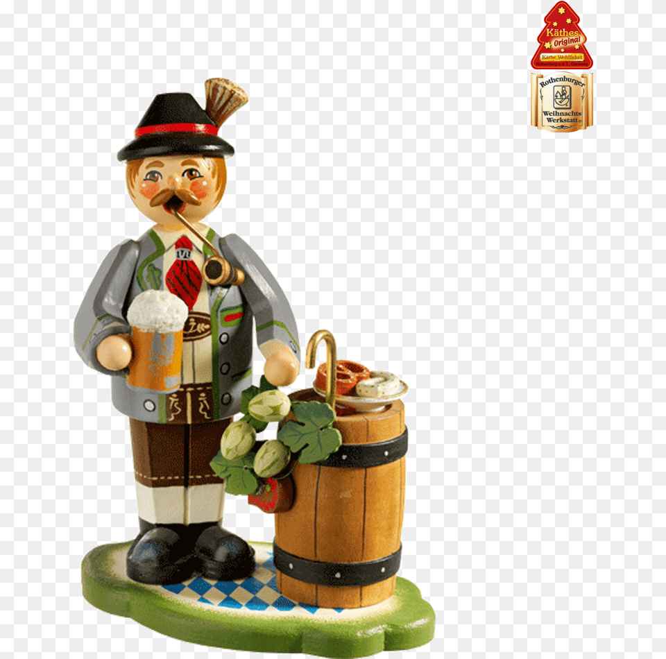 Holzknoddl Bavarian With Beer Barrel Incense Smoker Ruchermnnchen Krankenschwester, Figurine, Baby, Person, Face Free Transparent Png
