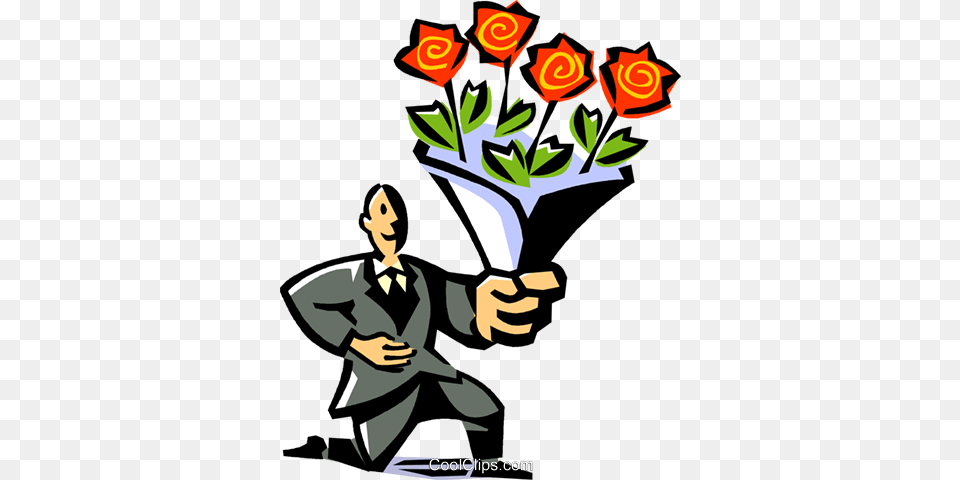 Hombre Con Un Ramo De Rosas Libres De Derechos Ilustraciones Illustration, Art, Plant, Graphics, Flower Bouquet Free Transparent Png