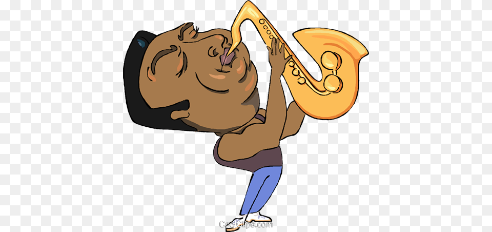 Hombre Tocando El Saxofn Libres De Derechos Ilustraciones Cartoon Man Playing Saxophone, Person, Face, Head Free Png Download