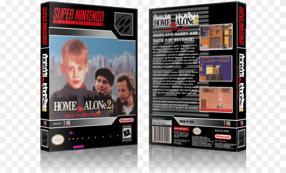 Home Alone 2 Lost In New York Replacement Nintendo Home Alone 2 Lost In New York Super Nintendo Snes, Advertisement, Poster, Adult, Male Free Png