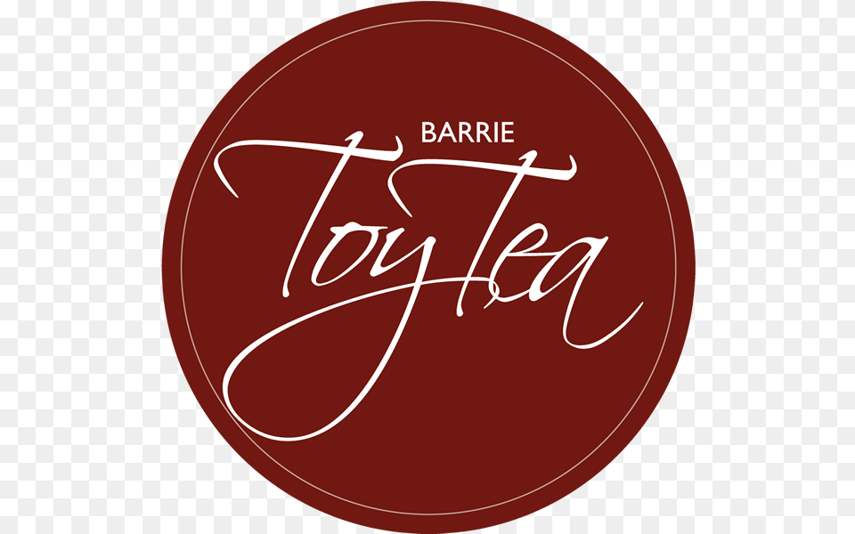 Home Barrie Toy Tea Circle, Handwriting, Text, Disk, Maroon Png Image