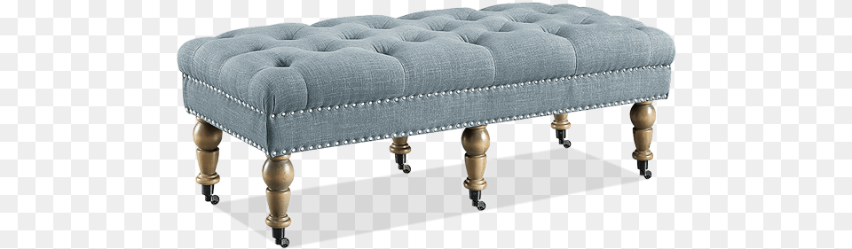 Home Decor Collection Linon Isabelle Linen Bench With Wheels, Furniture, Ottoman Free Transparent Png