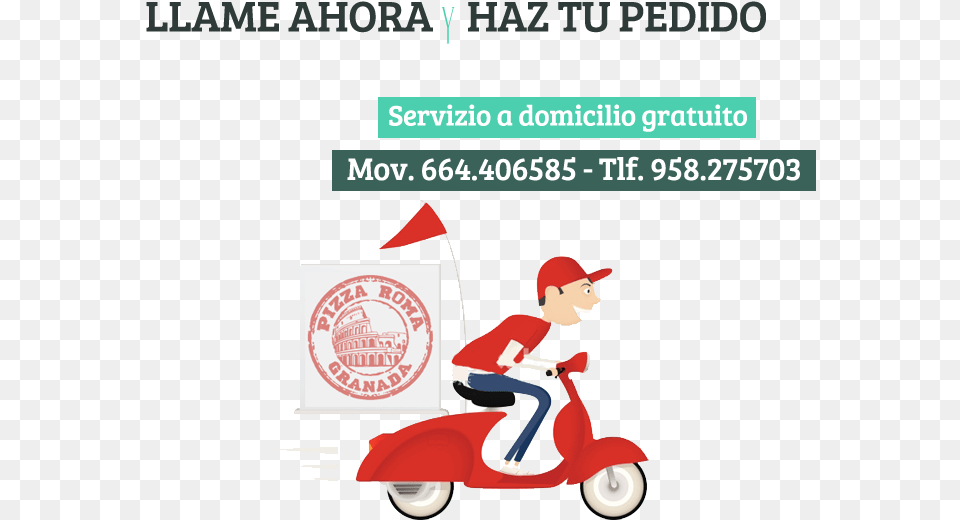 Home Delivery Logo Restaurant Pizza Home Delivery, Vehicle, Transportation, Scooter, Wheel Png Image