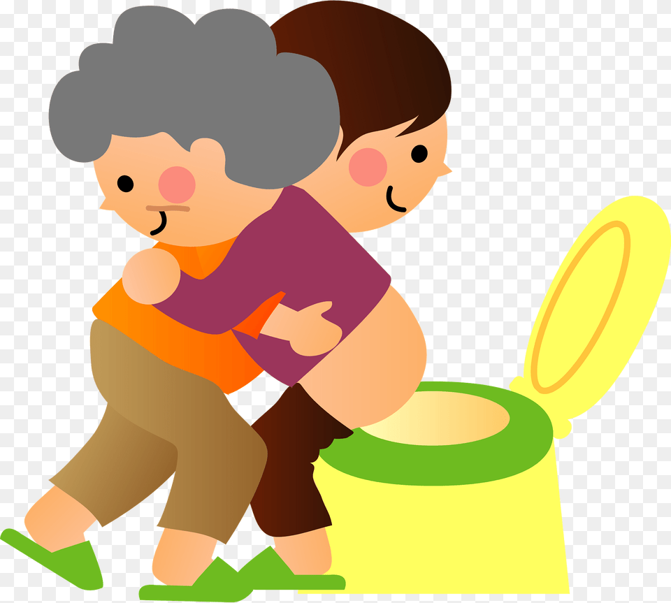 Home Helper Assisting An Elderly Woman On The Toilet Clipart, Indoors, Bathroom, Potty, Room Png