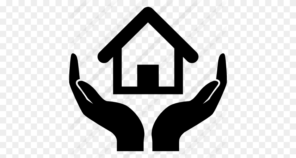 Home Insurance Symbol Of A House On Hands, Gray Free Png Download