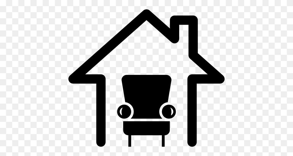 Home Interior Symbol Of A Single Sofa In A House Outline, Stencil, Chair, Furniture Free Png