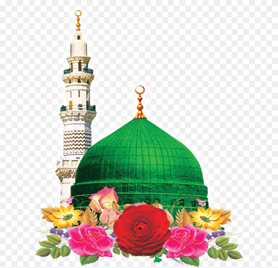 Home Masjid Nabvi With Flowers Image Al Masjid An Nabawi, Architecture, Plant, Rose, Flower Png