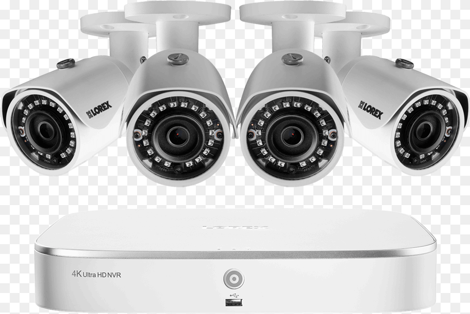 Home Security System With 4 Ip Cameras 130ft Color 4 Camera Security System, Electronics, Machine, Wheel Png Image