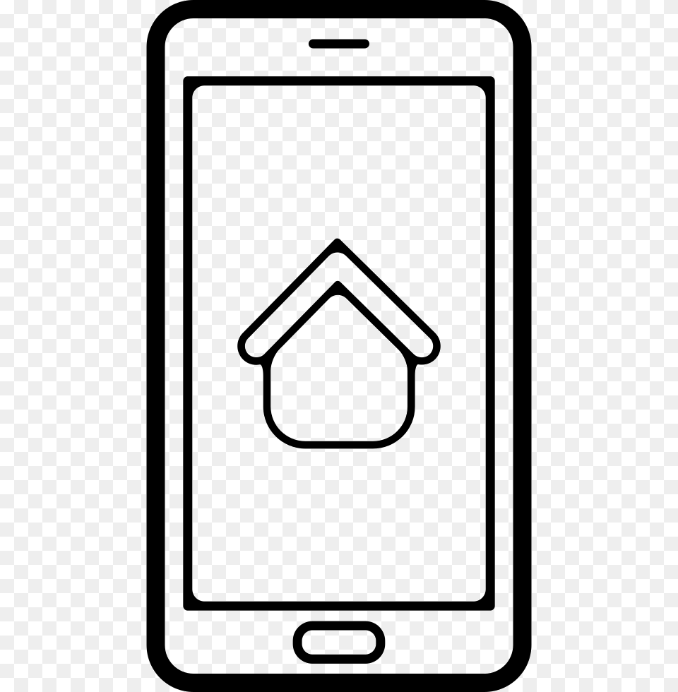 Home Sign On Mobile Phone Screen Comments Mobile Symbol In White, Electronics, Mobile Phone Png