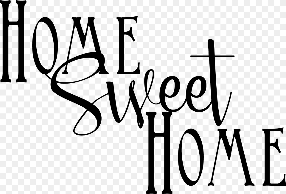 Home Sweet Home Calligraphy, Gray Png