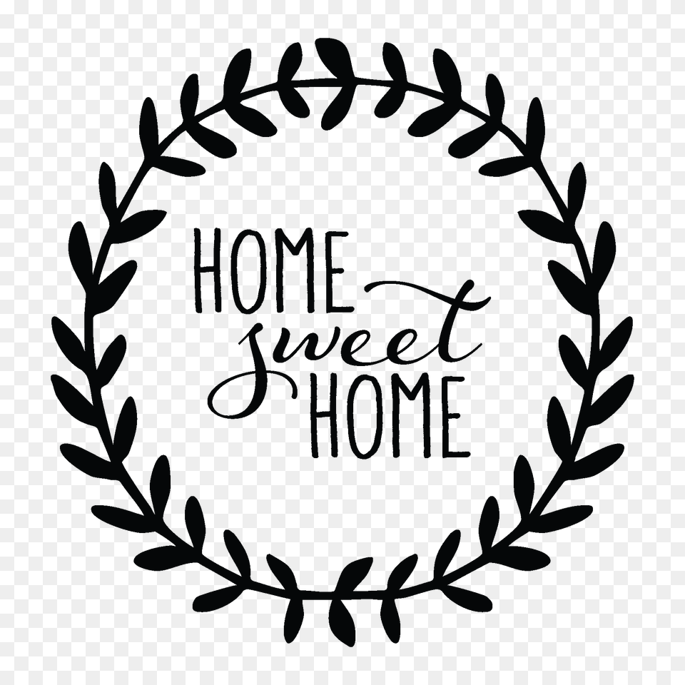 Home Sweet Home Leaves Wall Quotes Decal Wallquotescom Farmhouse, Stencil, Calligraphy, Handwriting, Text Free Transparent Png