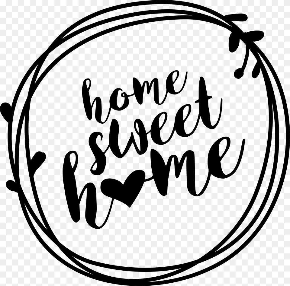 Home Sweet Home Wreath Printable Sign, Gray Png