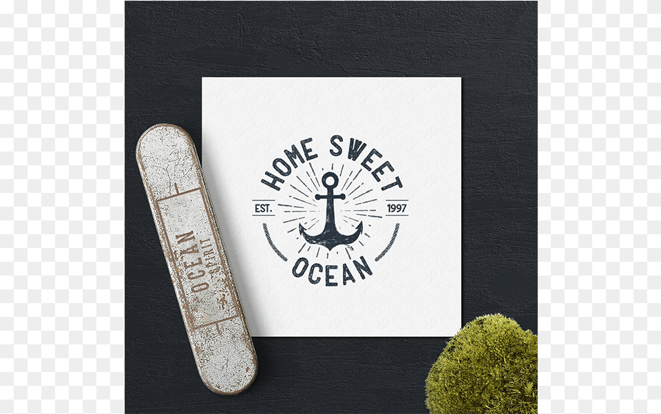 Home Sweet Ocean Vintage Typography Trip Travel Sea Skateboard Deck, Plant, Sundial Free Transparent Png