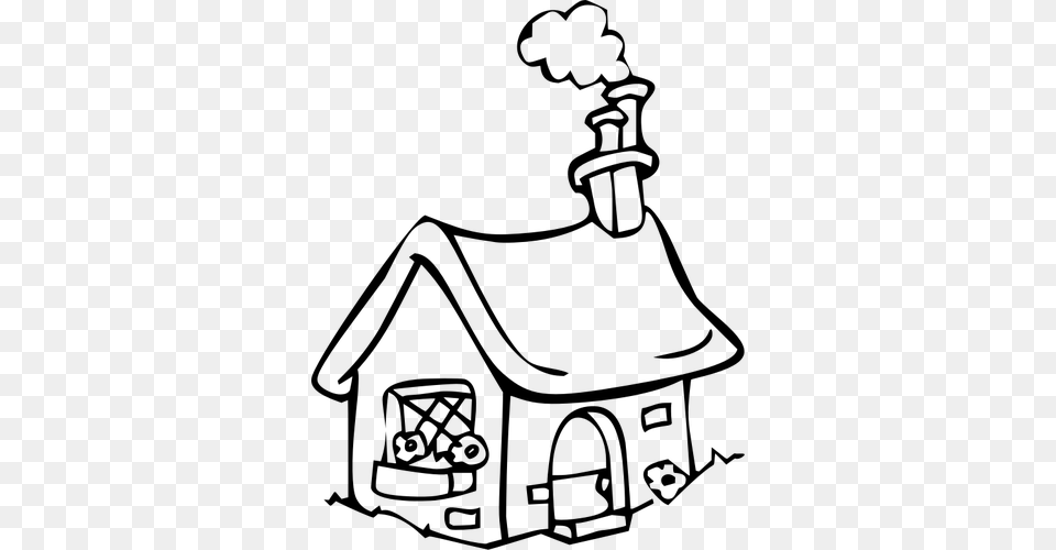 Home With Chimney, Gray Free Png