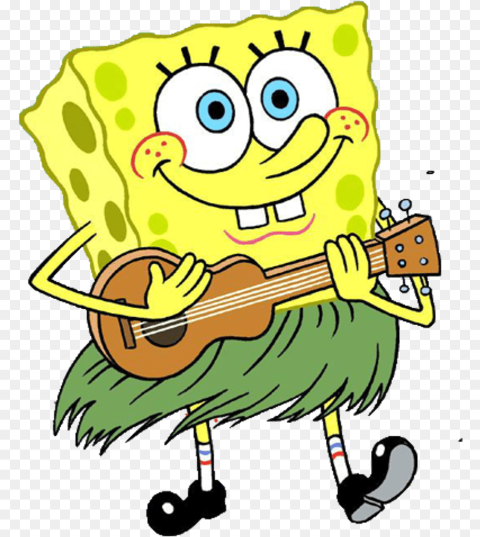 Homer Drawing Spongebob Cast Spongebob Playing An Instrument, Guitar, Musical Instrument, Cartoon, Animal Free Png Download