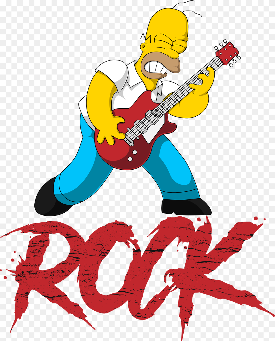 Homer Rock Mens Shirt Dlss Homer Rock Illustration, Guitar, Musical Instrument, Person, Performer Png