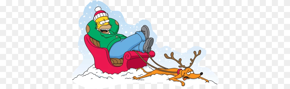 Homer Simpson Christmas Reindeer Ride Sticker Mania The Simpsons, Sled, Outdoors Png
