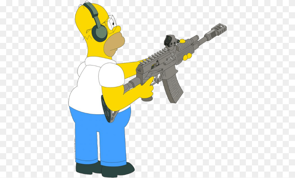 Homer Simpson Psd Homer Simpson With Gun, Firearm, Rifle, Weapon, Baby Free Png