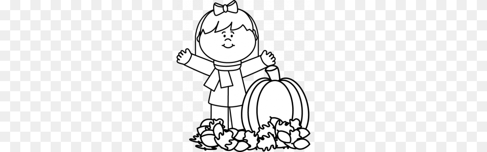 Homey Autumn Black And White Clipart Girl Clip Art, Book, Comics, Publication, Nature Free Png Download