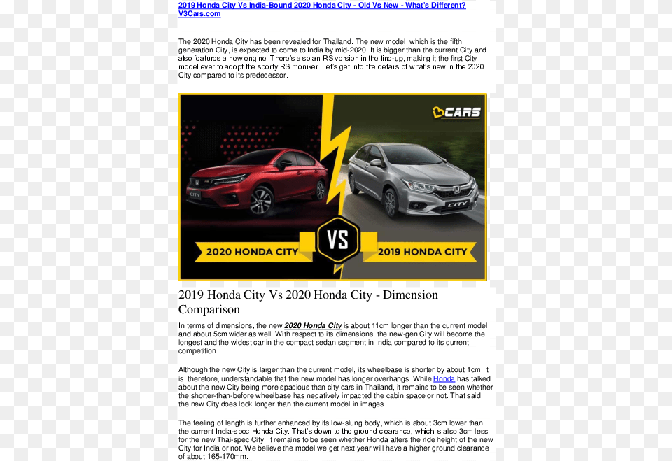 Honda City 2019 Vs 2020, Advertisement, Vehicle, Transportation, Tire Free Png