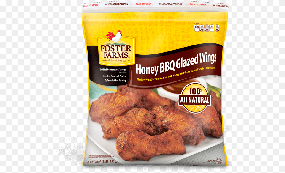 Honey Bbq Glazed Wings 80 Oz Foster Farms Honey Bbq Chicken Wings, Food, Fried Chicken, Nuggets, Ketchup Free Png Download