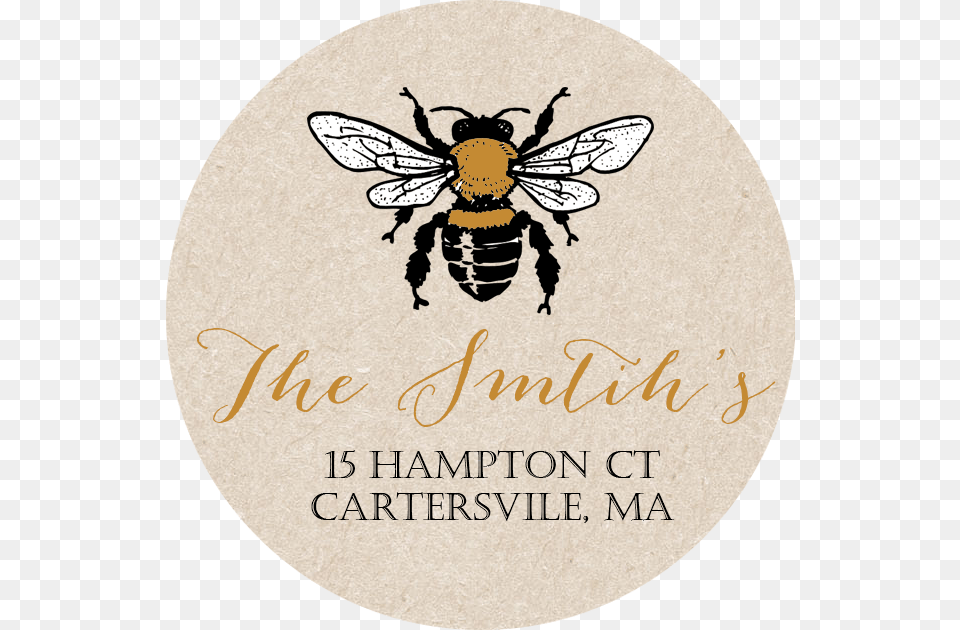 Honey Bee Return Address Label Bee Black And White Clip Art, Animal, Honey Bee, Insect, Invertebrate Png Image