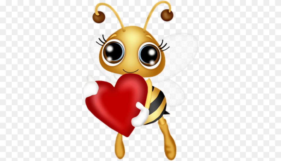 Honey Bee With Hearts, Animal, Insect, Invertebrate, Wasp Free Png