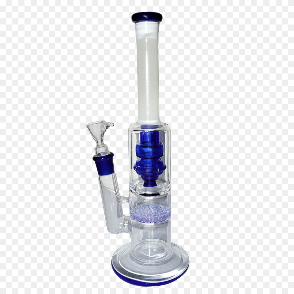 Honey Comb Bongs Blue Single Honey Comb With Chamber Glass Bong, Smoke Pipe Png Image