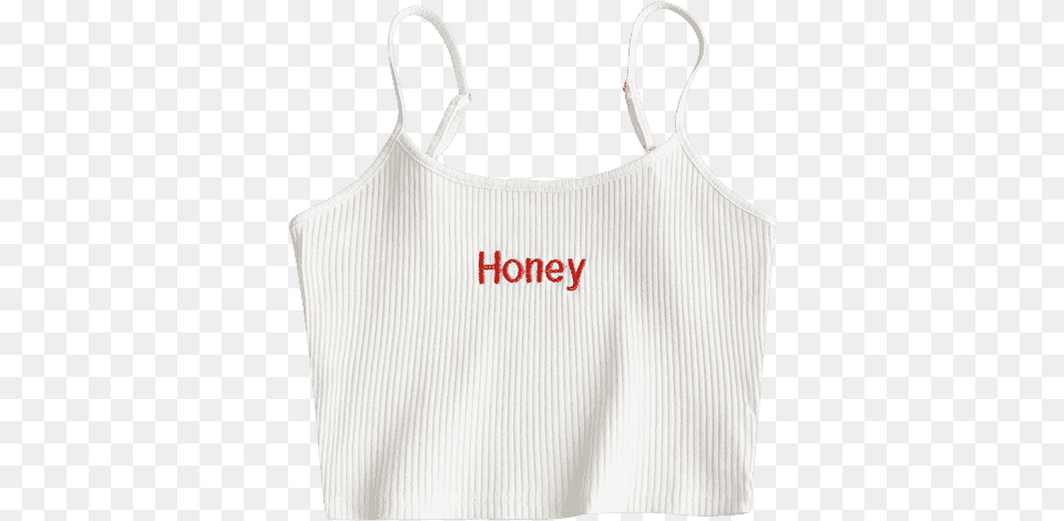 Honey Crop Top White, Clothing, Tank Top Png Image