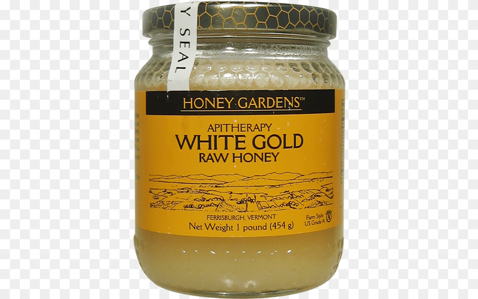 Honey Gardens White Gold Raw Honey Jar 16 Oz Honey Gardens White Gold Raw Honey 1 Lb, Food, Can, Tin Png