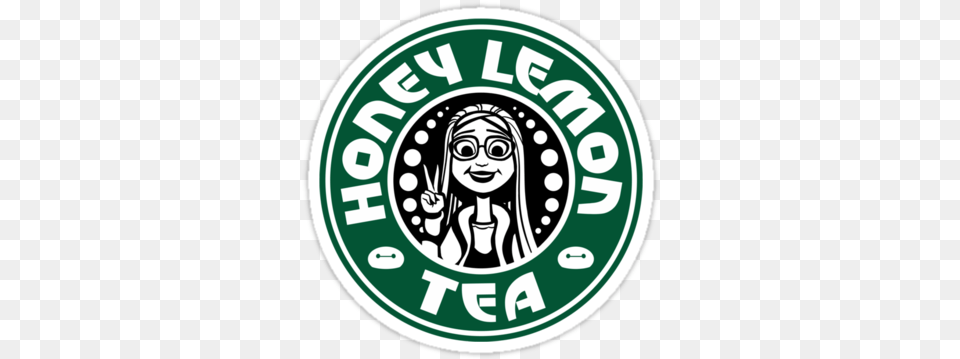 Honey Lemon Tea Sticker Disney Starbucks Logo Skull Circle Icon, Face, Head, Person, Baby Png Image