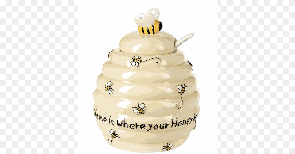 Honey Pot With Spoon Ganz Honey Jar Home Is Where Your Honey Is, Pottery, Cake, Dessert, Food Free Png