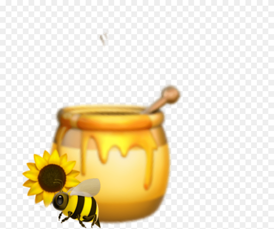 Honey Yellow Sunflower Bee Emoji Aesthetic Iphone Honey Emoji, Animal, Invertebrate, Insect, Wasp Png Image