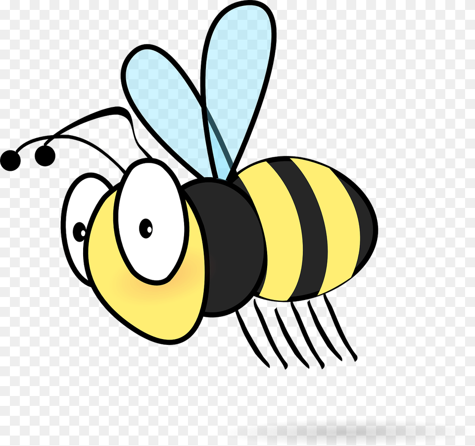 Honeybee Bee Flying Fly Insect Wing Stinger Cartoon Bee Transparent Background, Animal, Invertebrate, Wasp, Honey Bee Free Png
