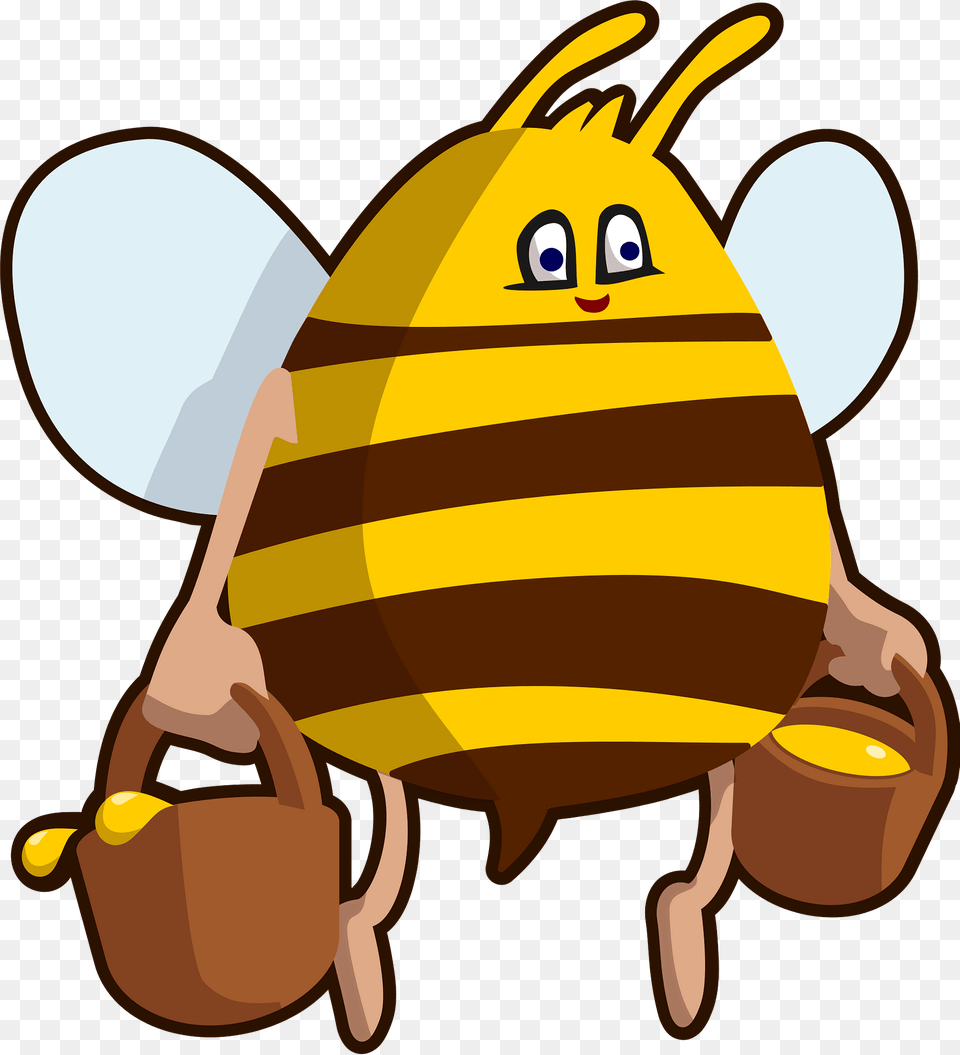 Honeybee Carrying Pots Of Honey Clipart, Animal, Bee, Honey Bee, Insect Png
