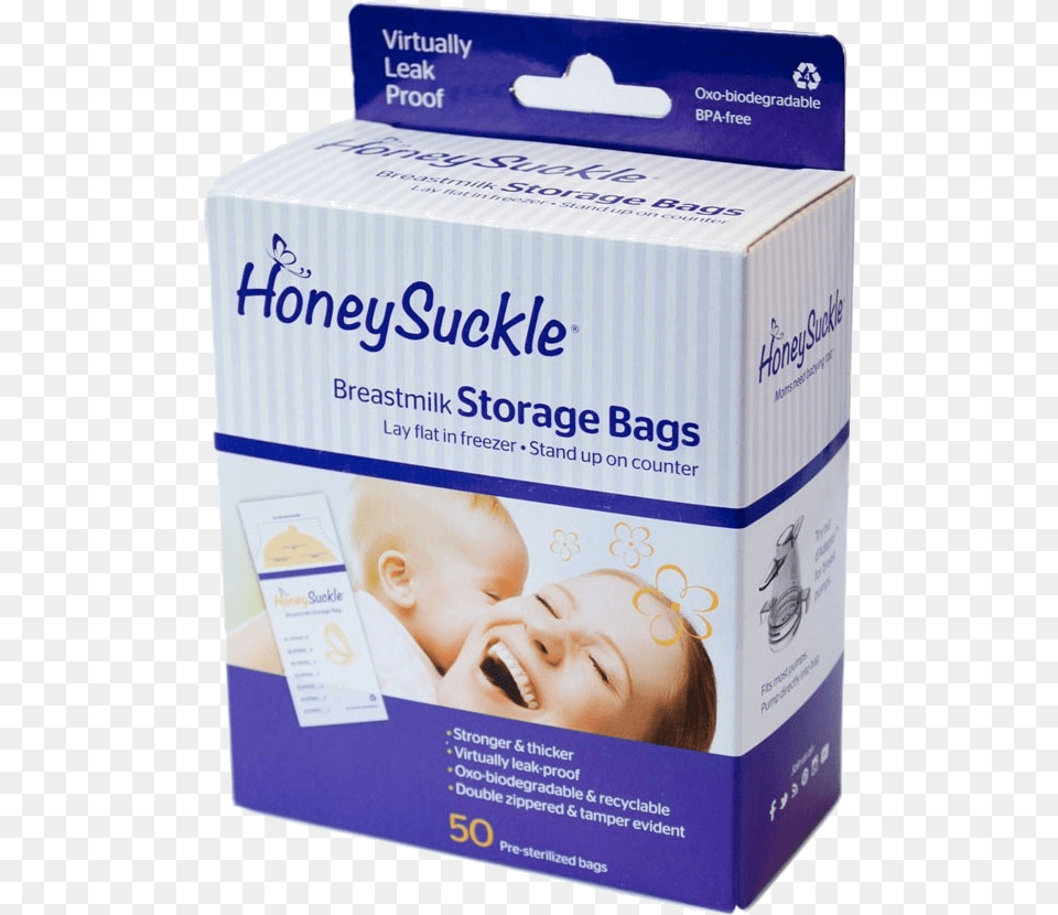 Honeysuckle Breastmilk Storage Bags Beabies Teething Necklace For Mom To Wear, Box, Baby, Person, Head Png